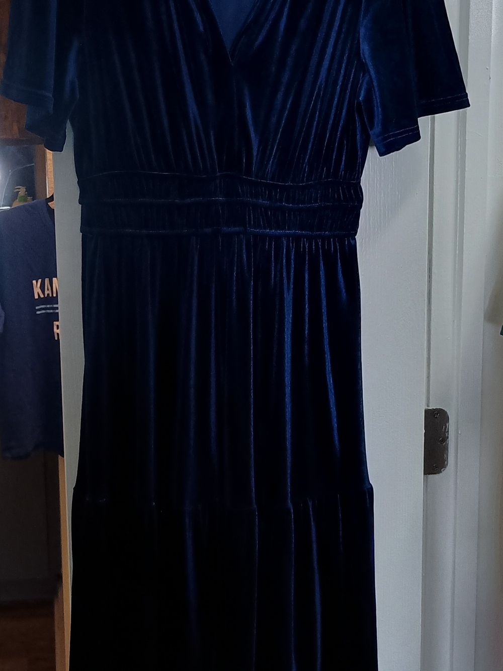 Simple Velvet Maxi Dress in Deep Blue
